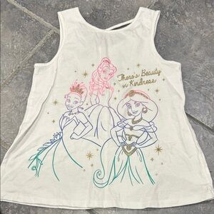 Disney White Tank Top with Princess Sketches and Gold Accents